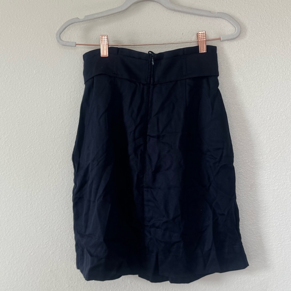 H&M Navy Blue Conscious Collection Skirt Belted Tie Waist TENCEL 4 NEW - Picture 4 of 12
